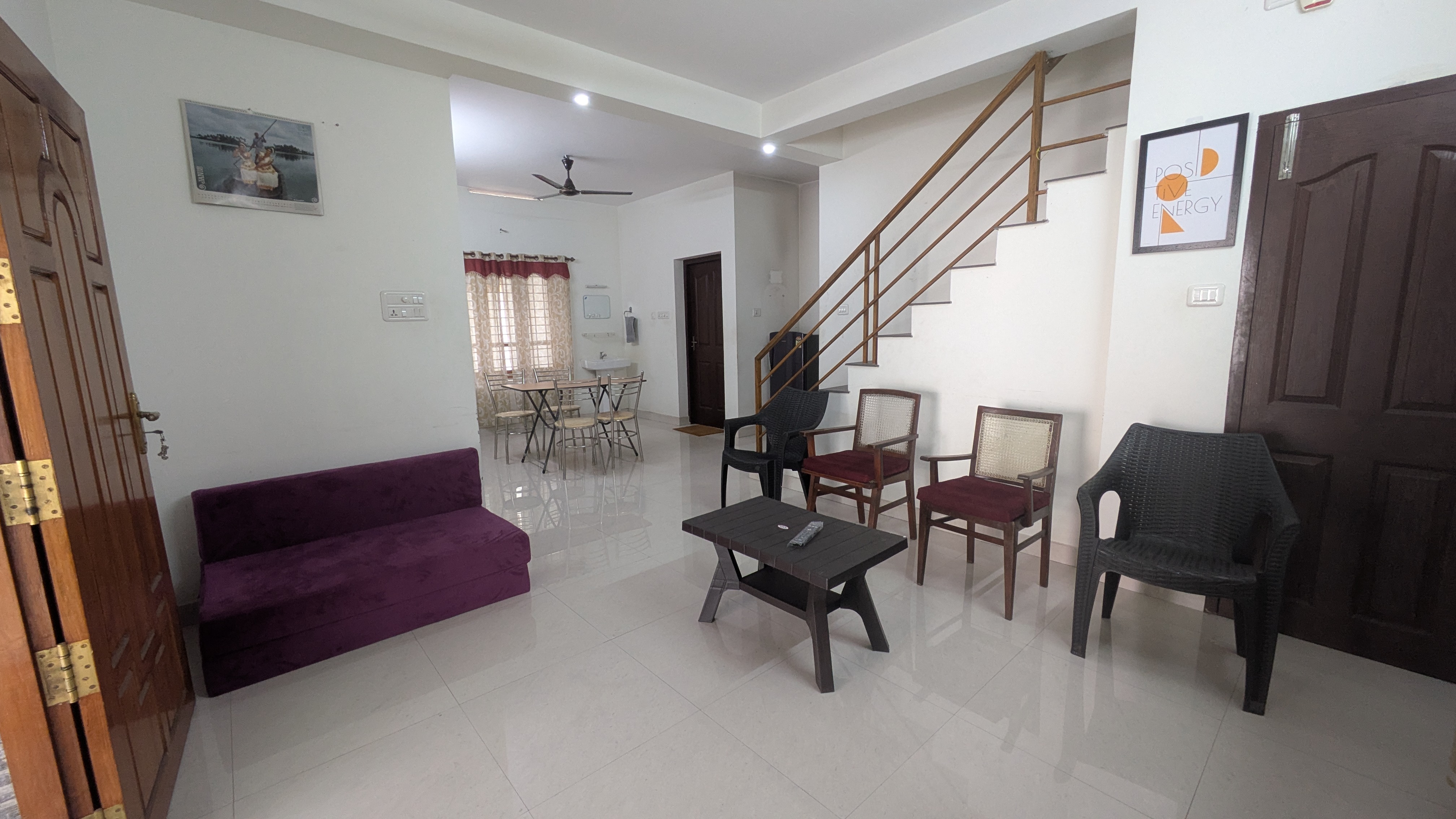 Living room seating area with television